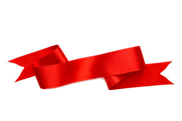 Elegance red ribbon banner with shadow isolated on white