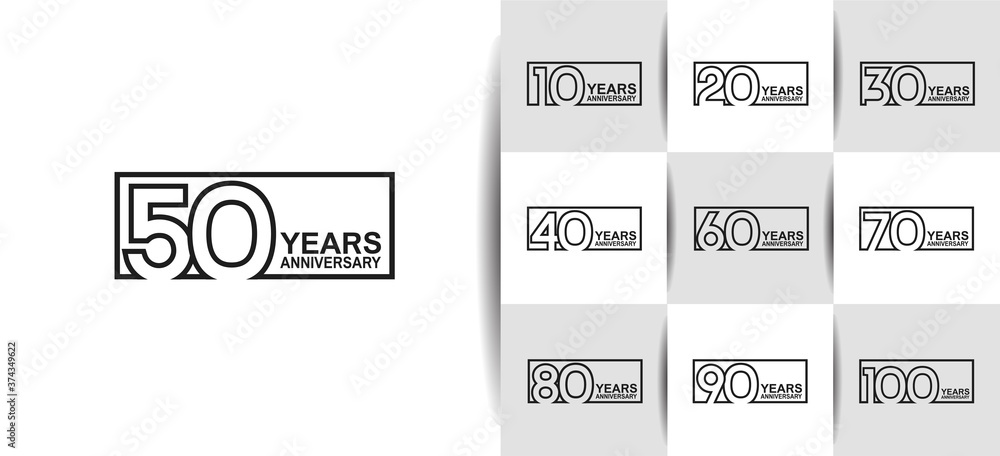 Anniversary logotype set with black color on white background. vector ...