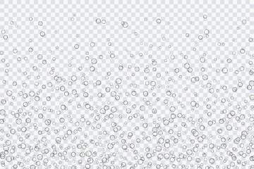 Wall Mural - Air bubbles, oxygen, champagne crystal clear, isolated on a transparent background of modern design. Vector illustration of EPS 10.