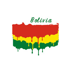 Wall Mural - Painted Bolivia flag, Bolivia flag paint drips. Stock vector illustration isolated on white background