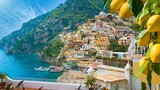 Fototapeta  - Beautiful Positano with comfortable beach and blue sea on Amalfi Coast in Campania, Italy. Amalfi coast is popular travel and holyday destination in Europe.
