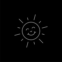 Canvas Print - Cute smiling happy sun icon isolated on dark background