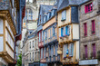 Old houses and cathedral in Quimper, Brittany, France