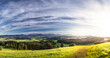 Mountain panorama with lake in Austria. Landscape with mountain view in the sunlight. Bergpanorama mit See. Landschaft mit Blick auf Berge und See im Sonnenlicht. Gebirgskette Salzburgerland.