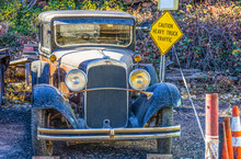 Vintage Classic Car In Salvage Yard