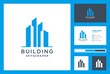 © jempolan - building logo design inspiration with business card premium vector. skyscraper.