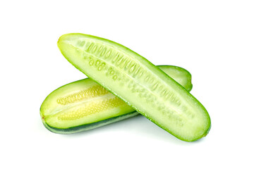 Canvas Print - sliced Cucumber and Cucumis melo isolated on white background