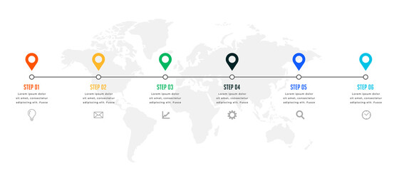 Wall Mural - six steps timeline or milestone infographic template