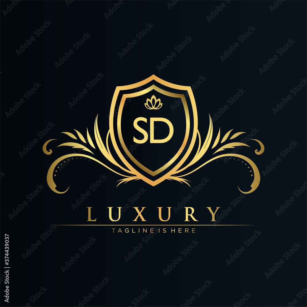 SD Letter Initial with Royal Template.elegant with crown logo vector ...
