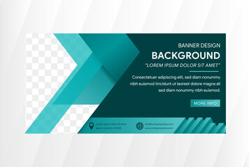 Wall Mural - Green horizontal business banner vector templates. Arrow object element design. clean modern geometric abstract background layout for website design. simple creative cover header. in rectangle