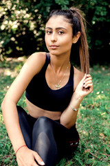 sporty looking girl in the park