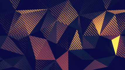 Sticker - Carbon gold triangular polygonal close-up background. 3D rendering