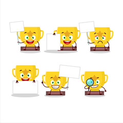 Poster - Gold trophy cartoon character bring information board