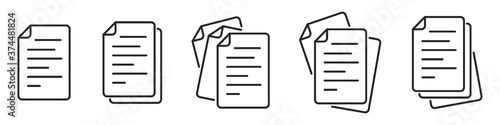 Fotomural Paper documents icons. Linear File icons.