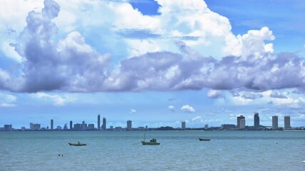 Wall Mural - Wave & Sand beach with blue sky background
