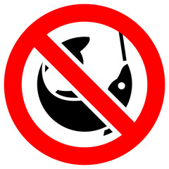 Wall Mural - No fishing forbidden sign, modern round sticker, vector illustration