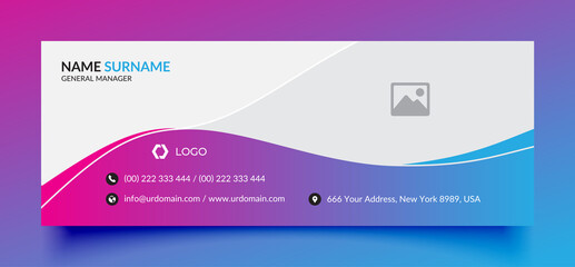 Wall Mural - email signature with an author photo place modern and gradient background layout