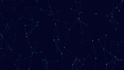 Abstract network connected lines animation on black background. UHD loop data technology