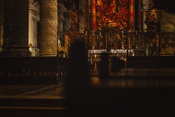 Warm light bounes on the Salzburg Franciscan Church windows