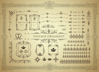 Wall Mural - vintage ornament set. borders and frames.