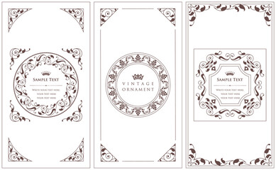 Wall Mural - vintage ornament set. borders and frames.