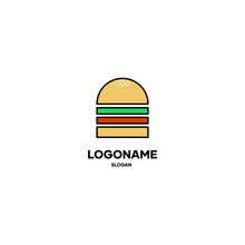 Burger Logo, Burger Illustration For Burger Seller Logo, Restaurant And Burger Food Place. Vector Illustration