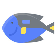 Blue Tang Fish Icon, Summer Vacation Related Vector