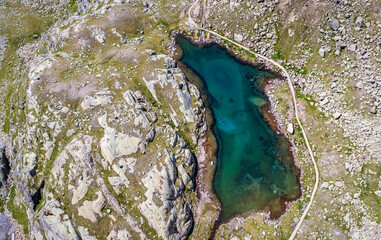 Panoramic view of  Blak Lake (Lago Nero) , located in Pejo Valley (Val di Pejo), Trentino Alto Adige, northern Italy - Otles - Cevedale group - Stelvio National Park