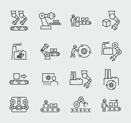 Production Vector Line Icons Set
