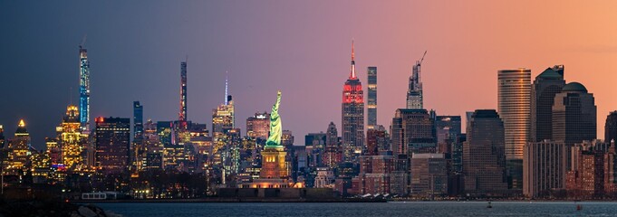 Poster - New York City downtown skyline day and night