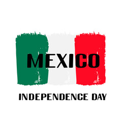 Wall Mural - Mexico Independence Day calligraphy hand lettering with Mexican flag. National holiday celebrated on September 16. Vector template for typography poster, banner, greeting card, flyer, etc