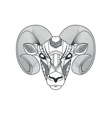 Aries tribal black and white tatoo