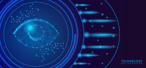 Digital eye technology background design on blue
