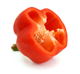 red sweet cut pepper on white background