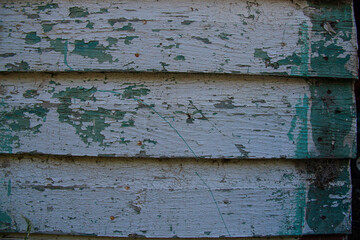 Old painted plank wooden rustic wall aged to perfection, background, copy space, room for text