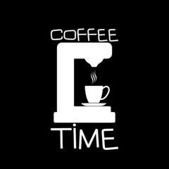 Wall Mural - Coffee time icon isolated on dark background