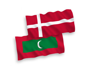 Flags of Denmark and Maldives on a white background