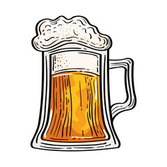 Sticker - Beer glass design, Pub alcohol bar brewery drink ale and lager theme Vector illustration