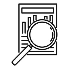 Sticker - Search audit info icon. Outline search audit info vector icon for web design isolated on white background