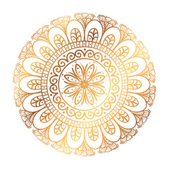 Wall Mural - golden round mandala on white background, vintage luxury mandala vector illustration design