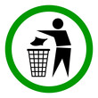 © koblizeek - Do not litter flat icon in green circle isolated on white background. Keep it clean vector illustration. Tidy symbol