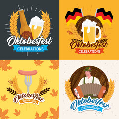 Wall Mural - frames icon set design, Oktoberfest germany festival and celebration theme Vector illustration