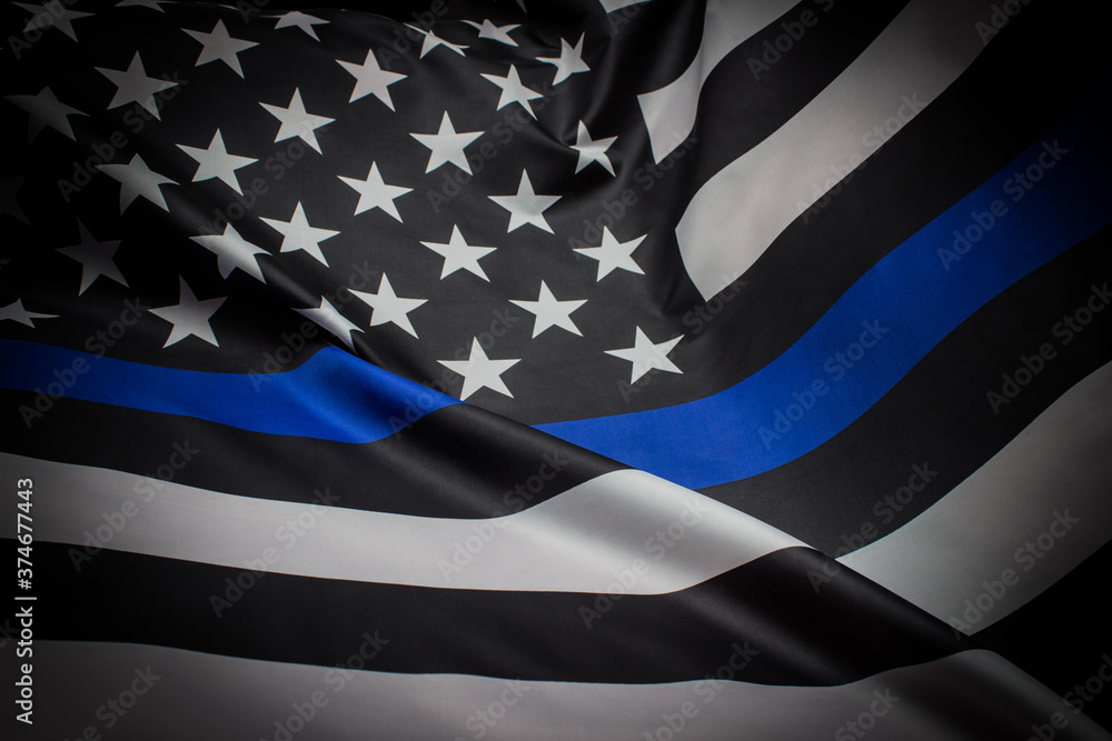 Obraz na płótnie Police Thin Blue Line Flag w salonie