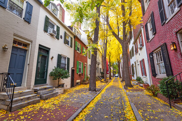 Sticker - Autumn alleyway in Philadelphia, Pennsylvania, USA