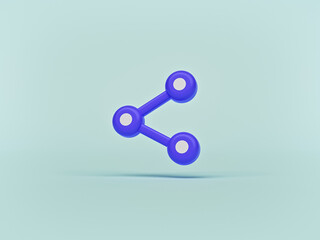 Wall Mural - minimal share icon, symbol isolated on pastel blue background. 3d rendering
