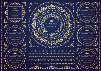 Wall Mural - vintage ornament set. borders and frames.