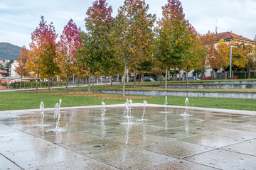 Wall Mural - Foliage in Luino in a park with a little fountains