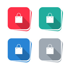 Wall Mural - Shopping bag icon on square button
