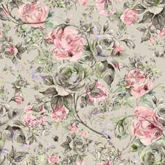  Seamless pattern lovely roses and peonies with foliage 
