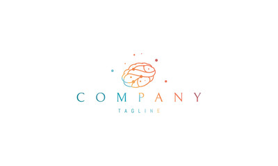 Wall Mural - vector color logo on which an abstract image of a digital brain.